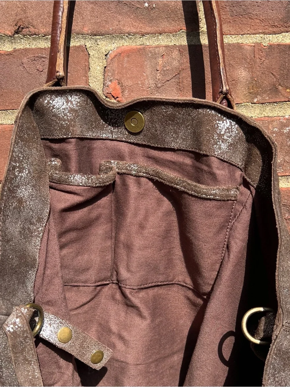 Anthropologie HOLDING HORSES Shimmer Metallic Leather Hobo Bag Boho Slouchy